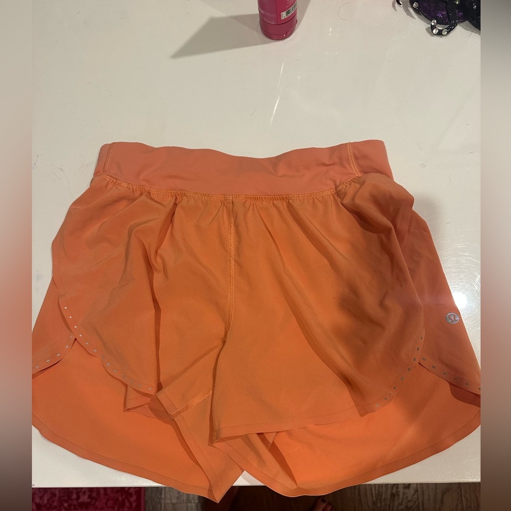 Lululemon Fast and Free Shorts 6 Orange